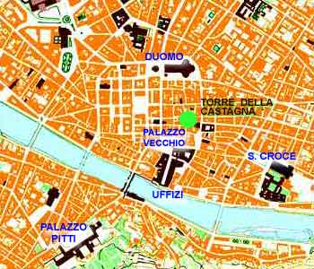 Localizzazione della Torre della Castagna nel centro più antico di Firenze